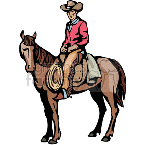 Horseback cowboy clipart.