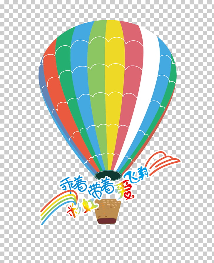 Hot air ballooning , Cartoon Rainbow hot air balloon PNG