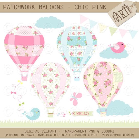 Shabby Chic Patchwork Hot AIr Balloons