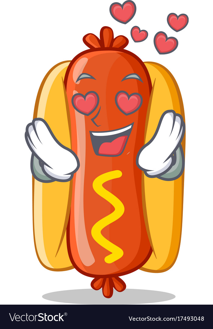 In love hot dog cartoon character