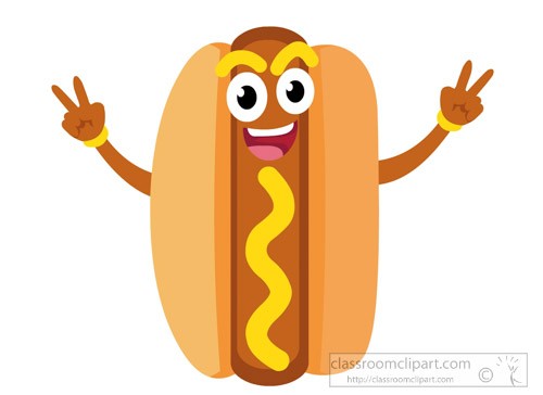 Cartoon Hot Dog Character With Mustard Clipart Within