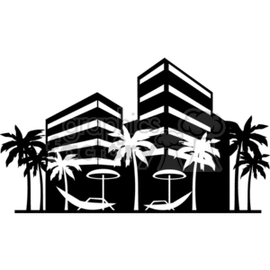 Beach front hotels clipart
