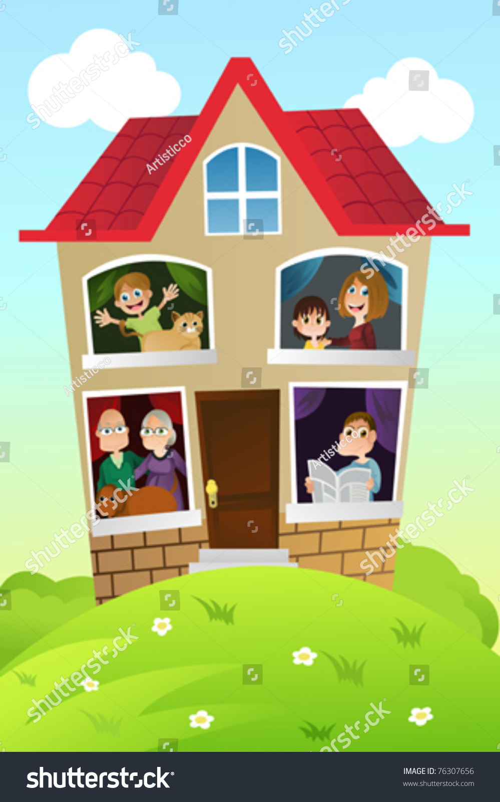 Happy family house clipart