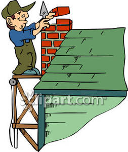 A Man Building a Chimney on a House
