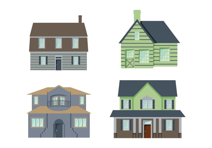 Colonial houses vector.