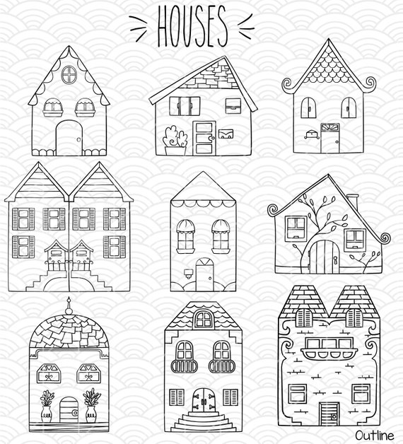 9 Houses Clip art Bundle