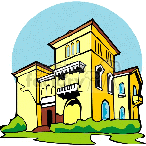 Yellow mansion clipart.