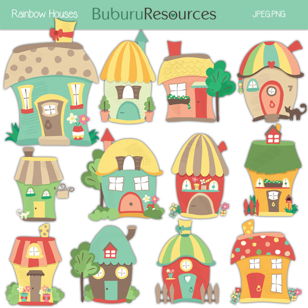 Rainbow Houses clipart by BuburuResources on DeviantArt