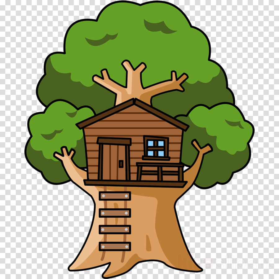 Green clip art cartoon tree house house clipart