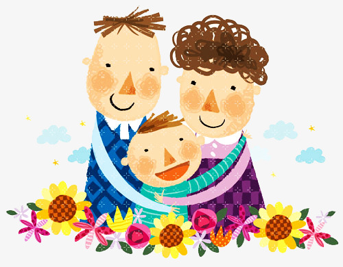 Hugging family clipart.
