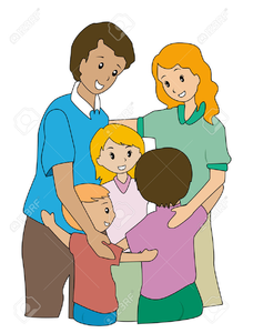 Hugging family clipart.