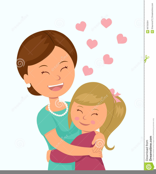 Mom And Daughter Hugging Clipart