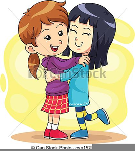 Sisters Hugging Clipart
