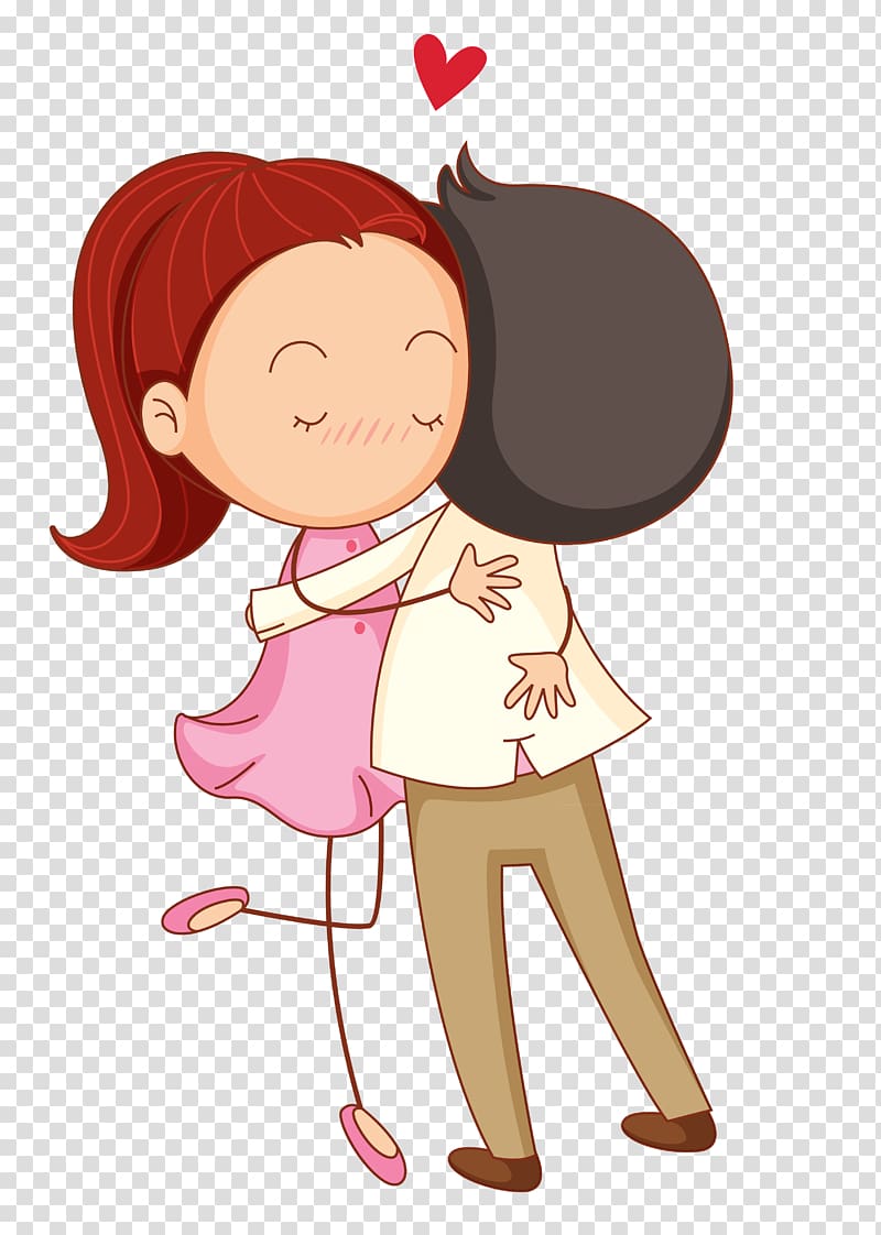 Love Cartoon Romance Hug, Cartoon couple, woman and man