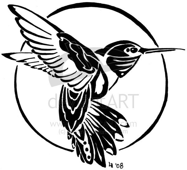 Tribal hummingbird tattoo.