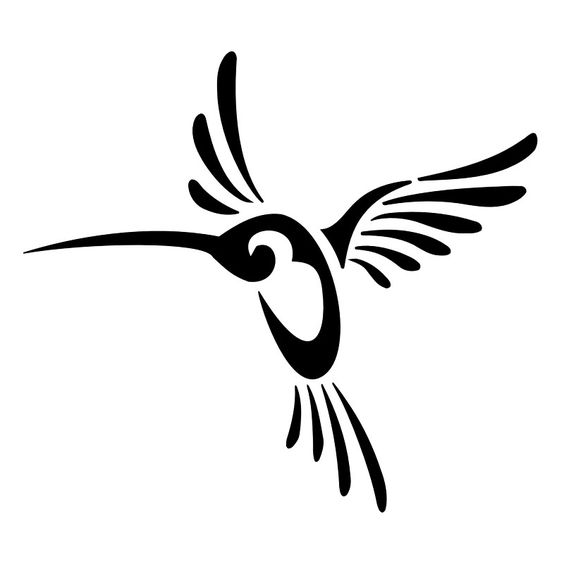 Nice Tribal Hummingbird Tattoo Design dxf File Free Download