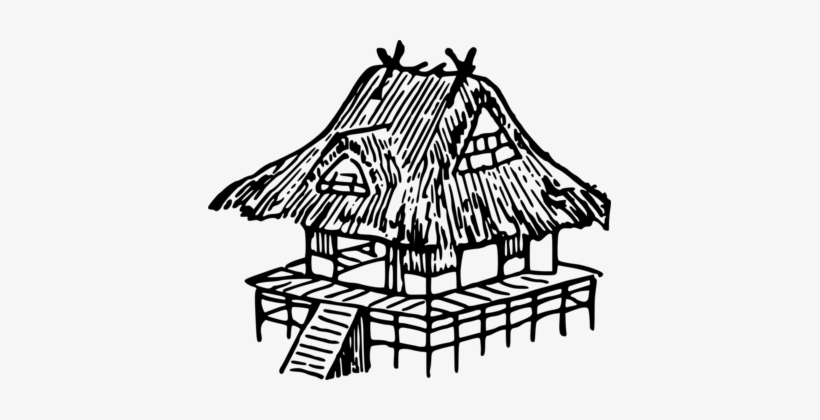 Drawing Japan Black And White Nipa Hut House