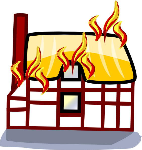 Cartoon Hut On Fire