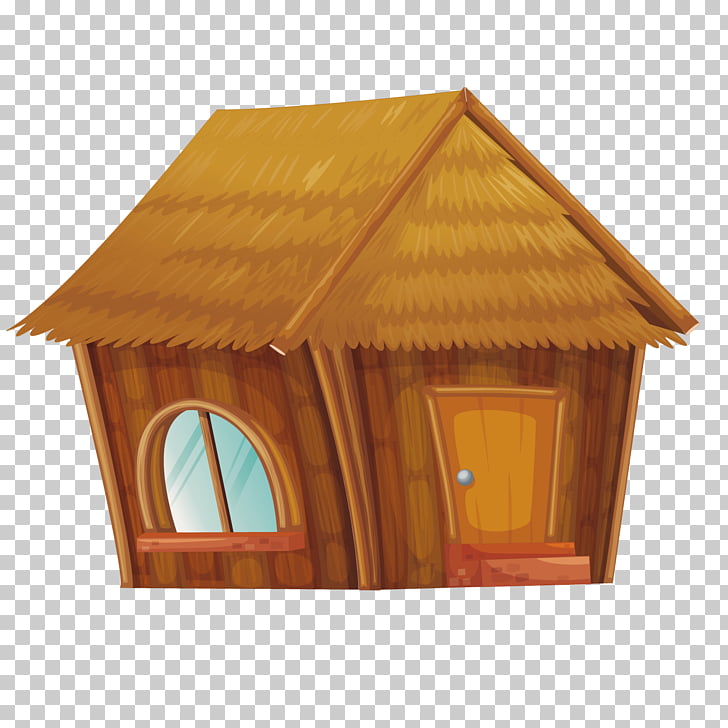 Hut House Illustration, grass huts, brown house illustration