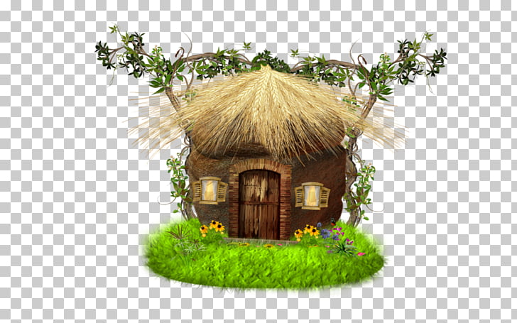 House Animation Cartoon Illustration, Lid on the grass hut