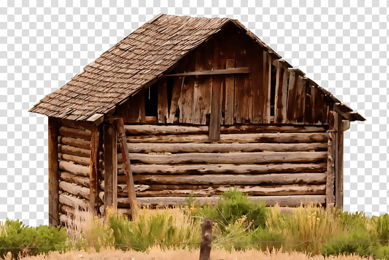 Cutout Old Building, brown hut transparent background PNG