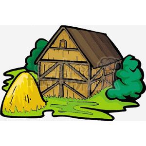 Old Brown Barn with Golden Hay Stack clipart