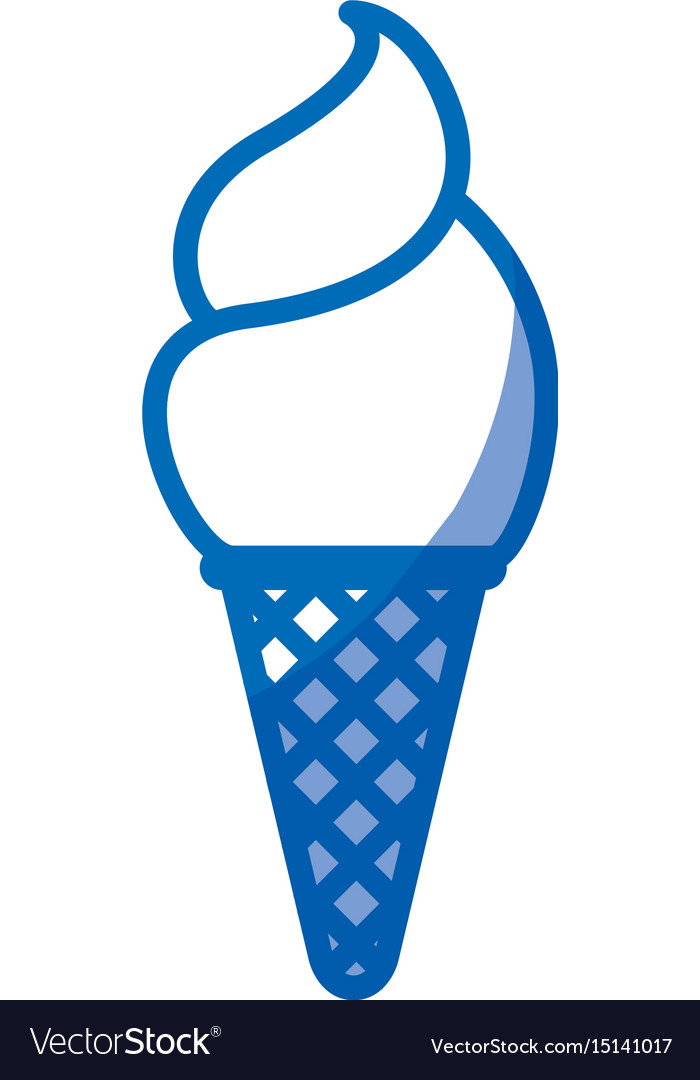 Blue shading silhouette of ice cream cone