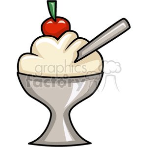 Cartoon ice cream sundae with a cherry on top clipart