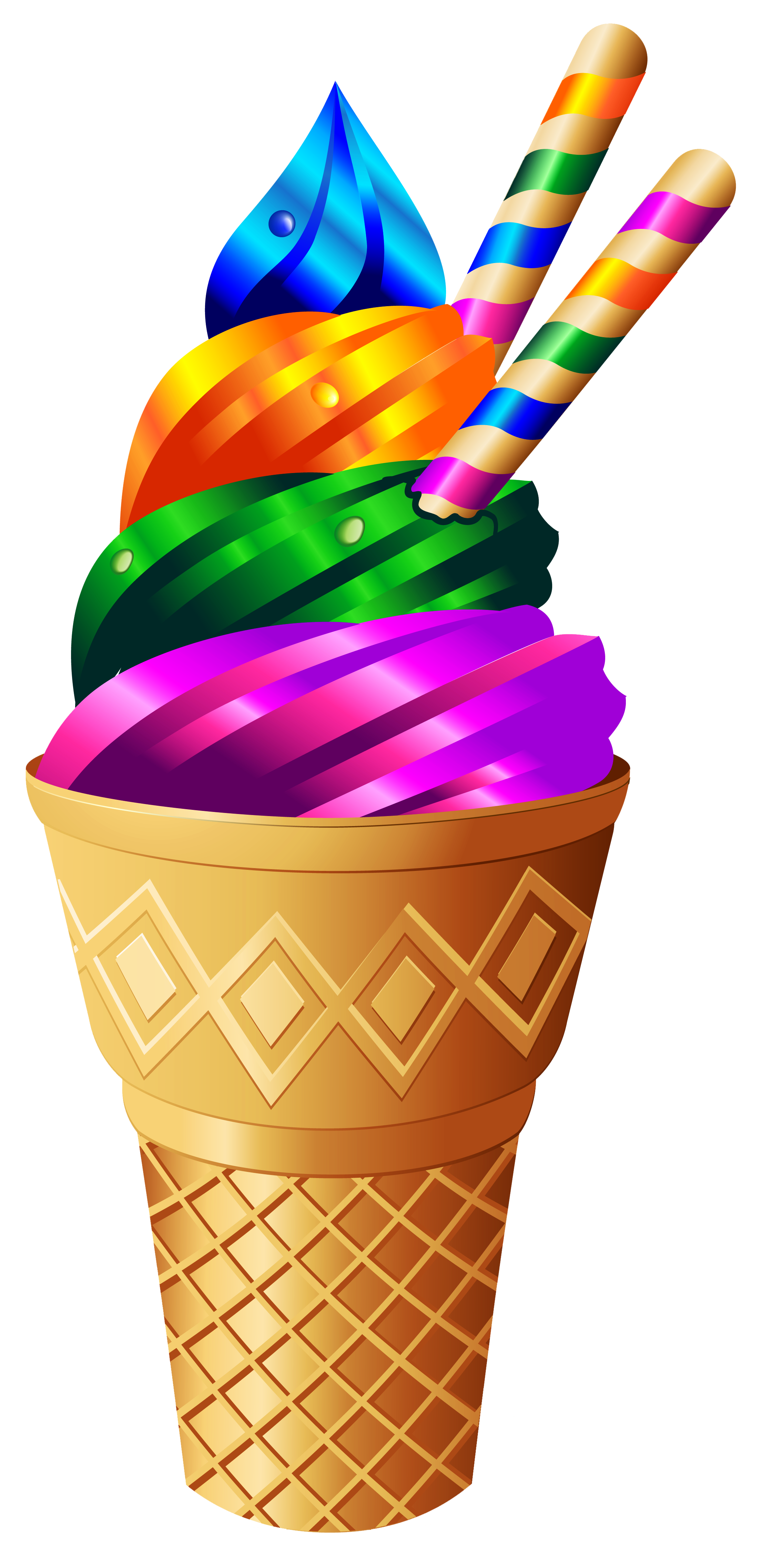 Transparent Rainbow Ice Cream PNG Image