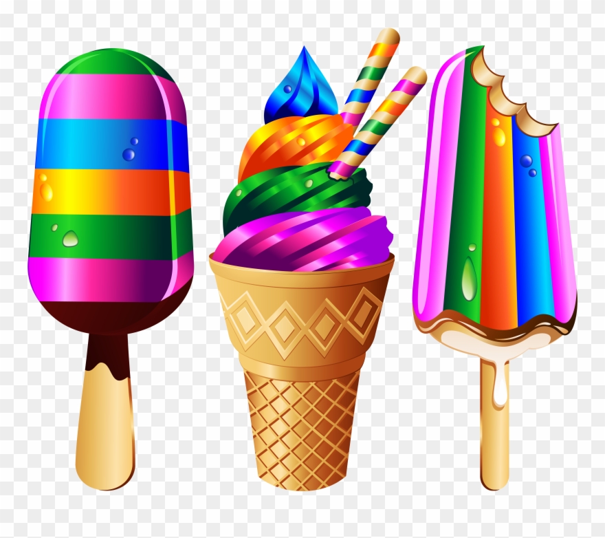 Glaces Ice Cream Clipart, Rainbow Bubbles, Color Vector