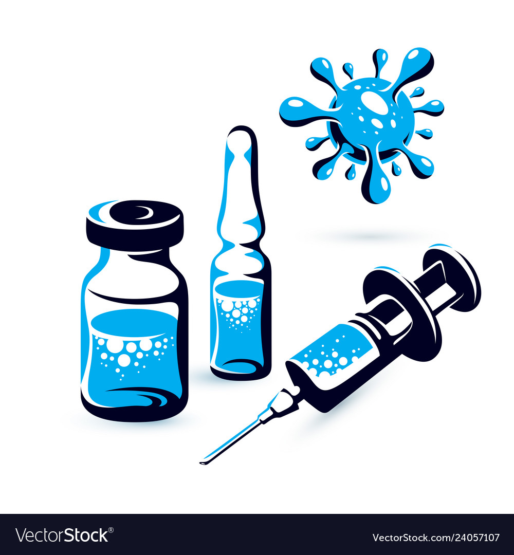 Graphic of vial ampoule with medicine and medical