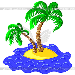 Zwei Palmen auf einer Insel im Ozean