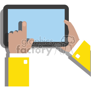 Hands holding ipad surface device flat design vector art no background  clipart