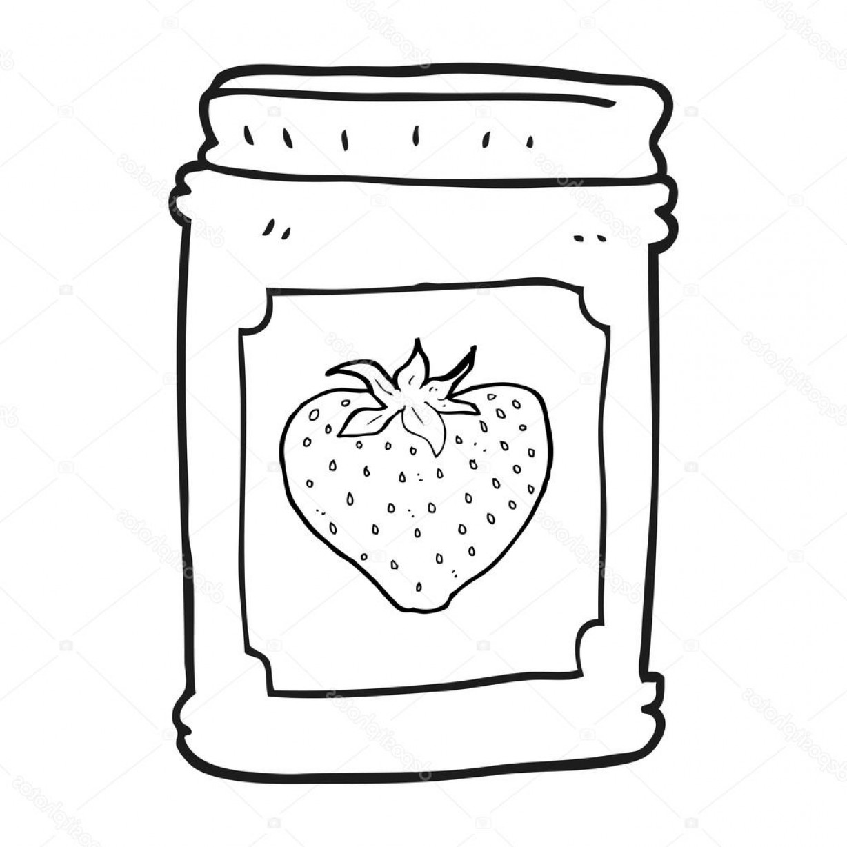 Stock Illustration Black And White Cartoon Strawberry