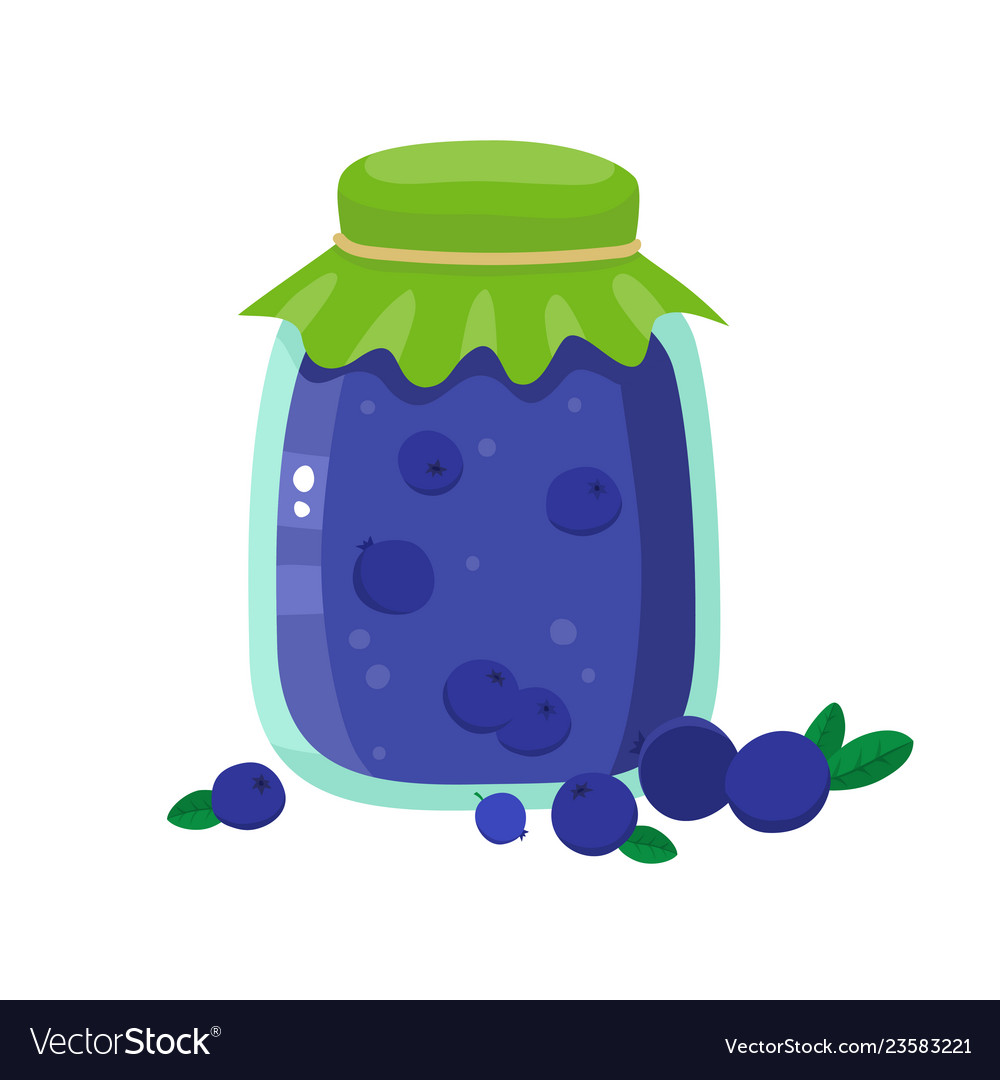 Healthy organic jam of fresh blueberry isolated on