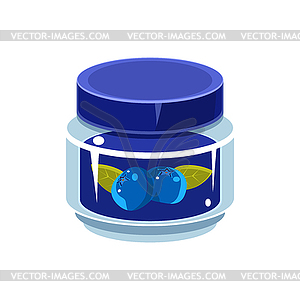 Blueberry Jam In Transparent Jar