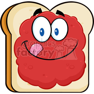 Illustration toast bread slice cartoon character licking his lips with jam  vector illustration isolated on white background clipart
