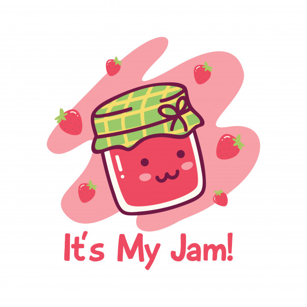 Cute design with kawaii strawberry jam Vector