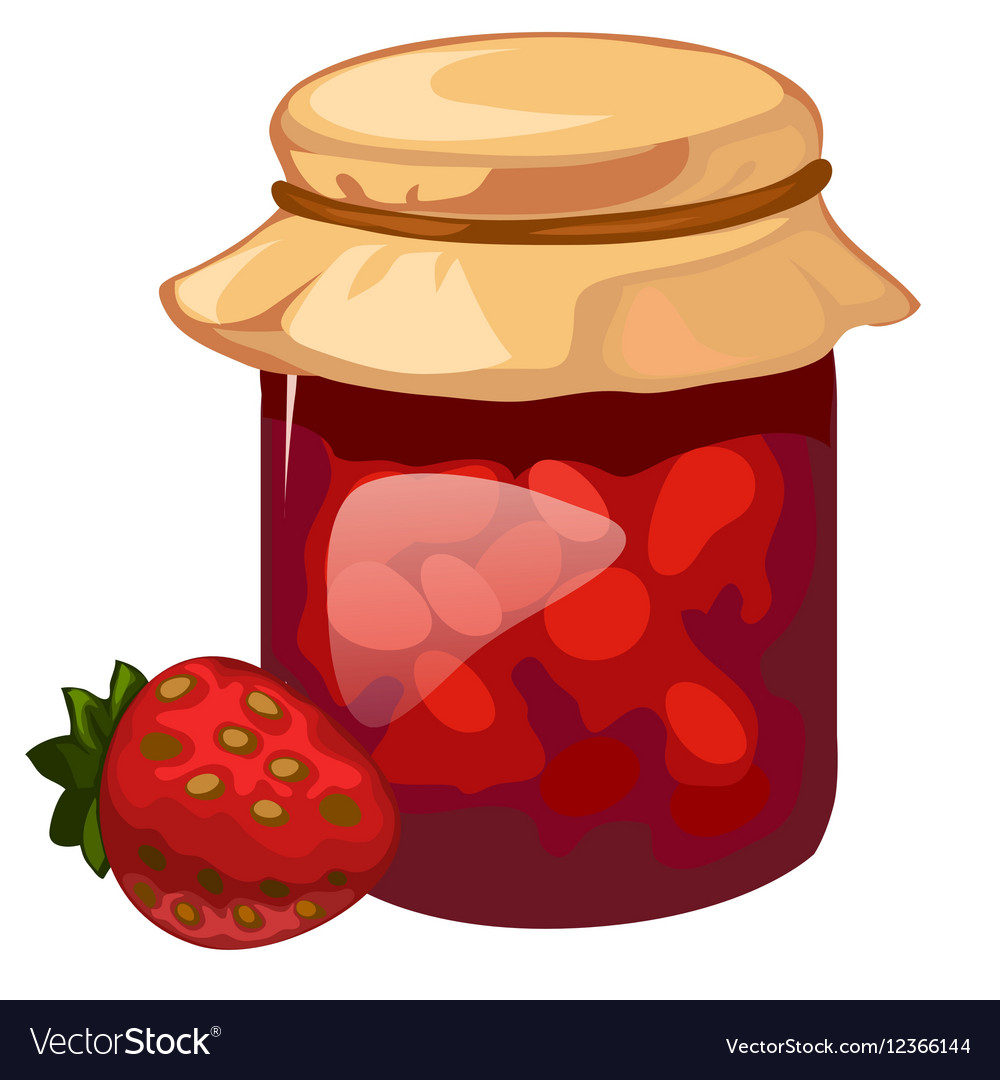 Jar of homemade strawberry jam dessert