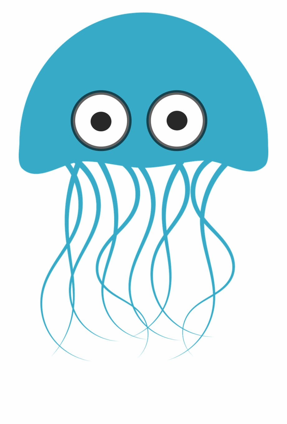 Blue cartoon jellyfish.