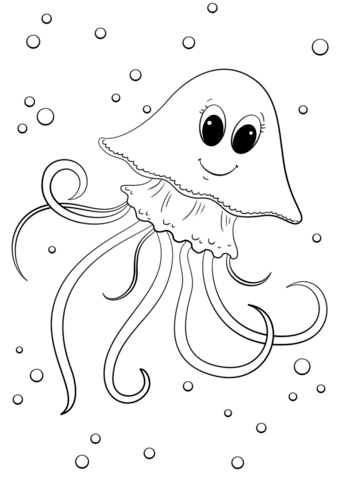 Cartoon jellyfish coloring.