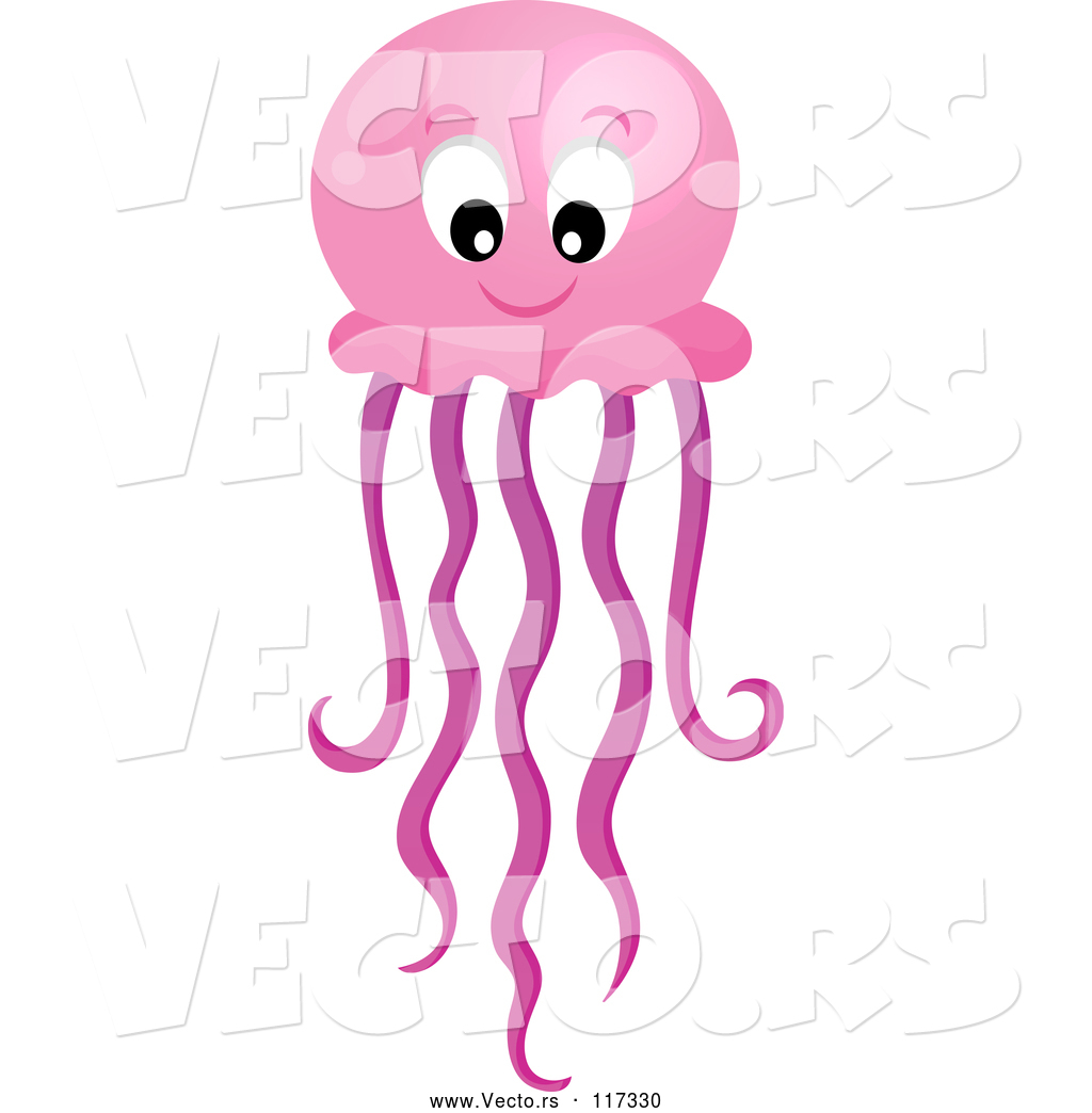 Vector of Happy Pink Jellyfish by visekart