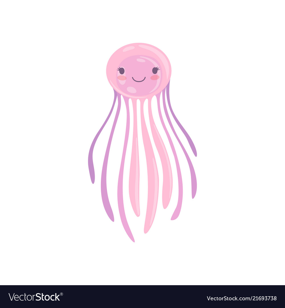 Lovely pink jellyfish cute sea creature character