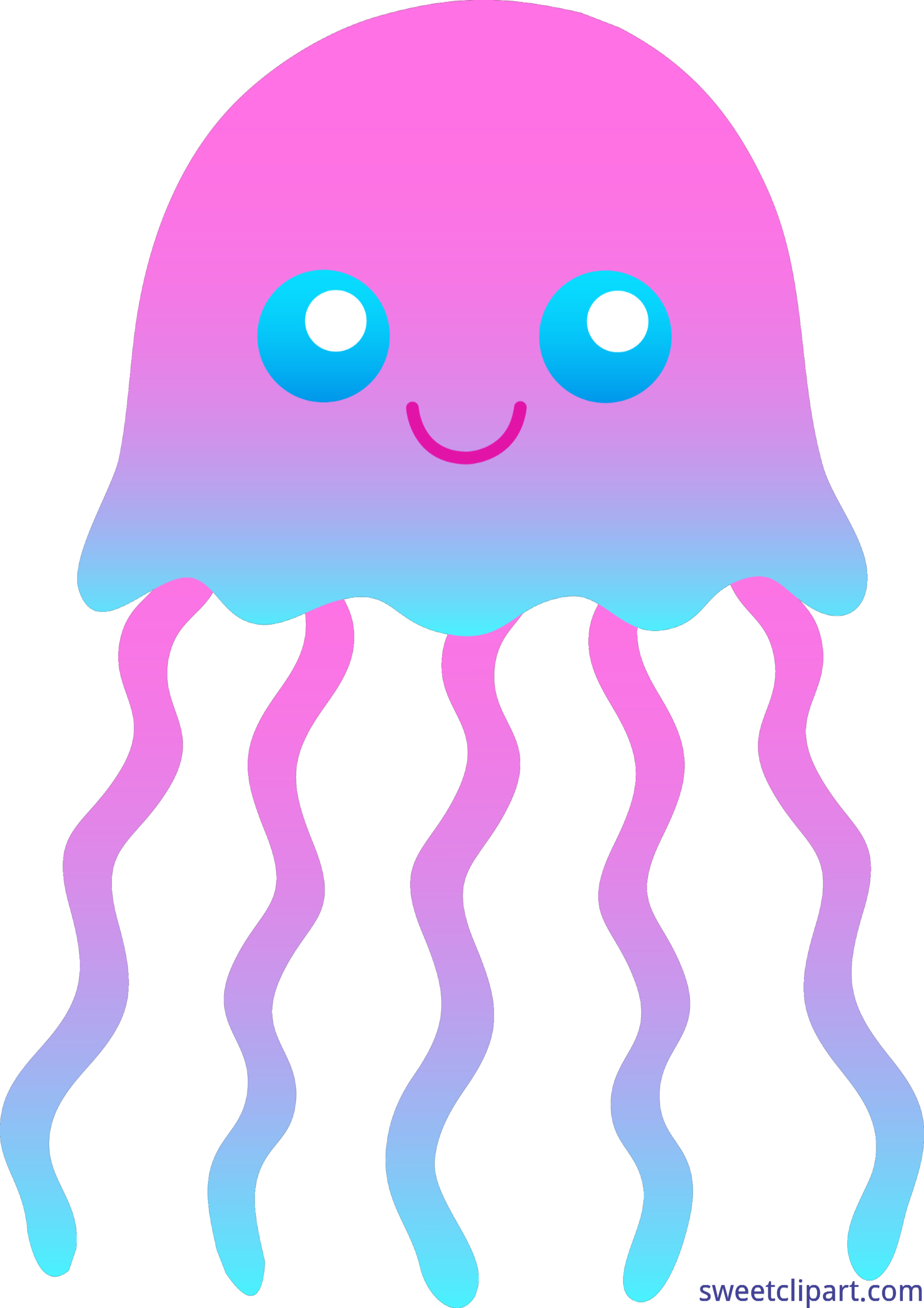 Jellyfish Pink and Blue Clip Art