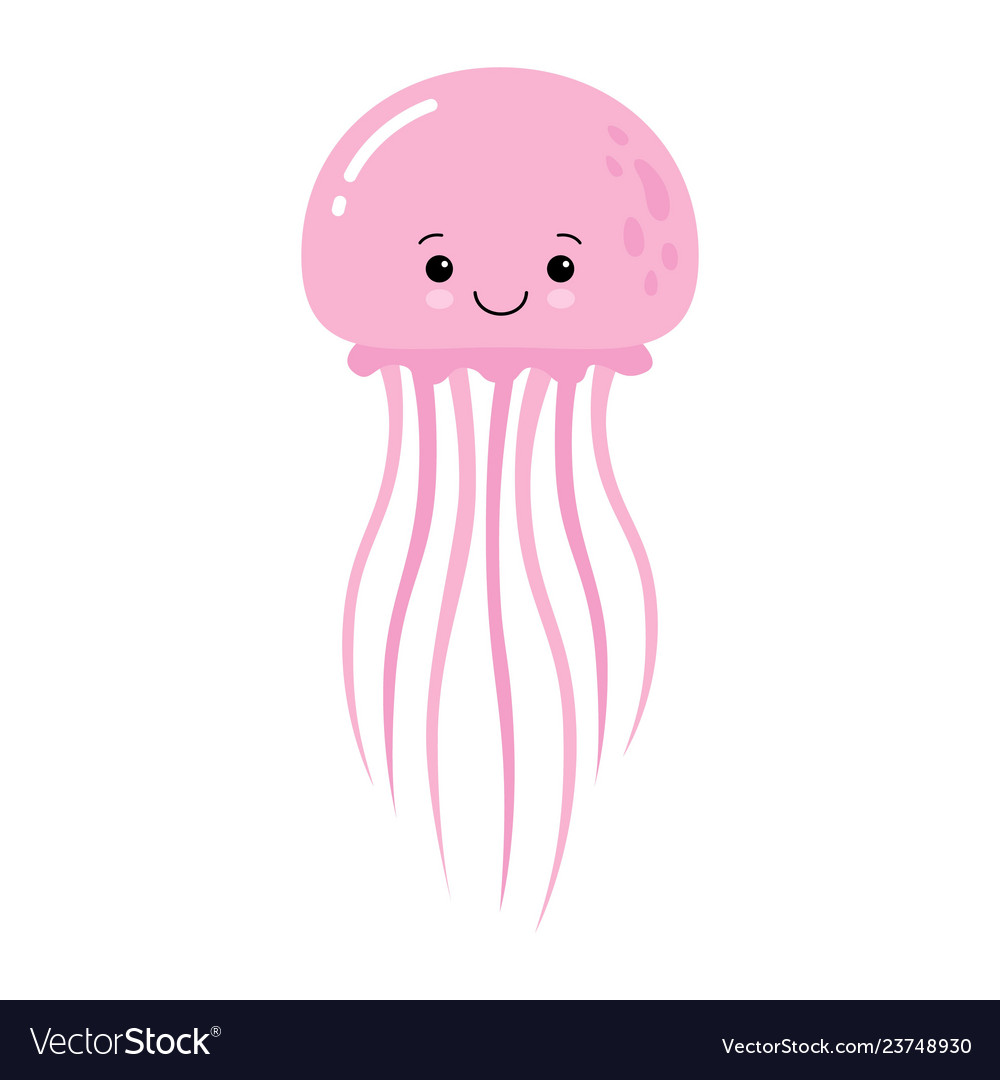 Cartoon funny pink jellyfish