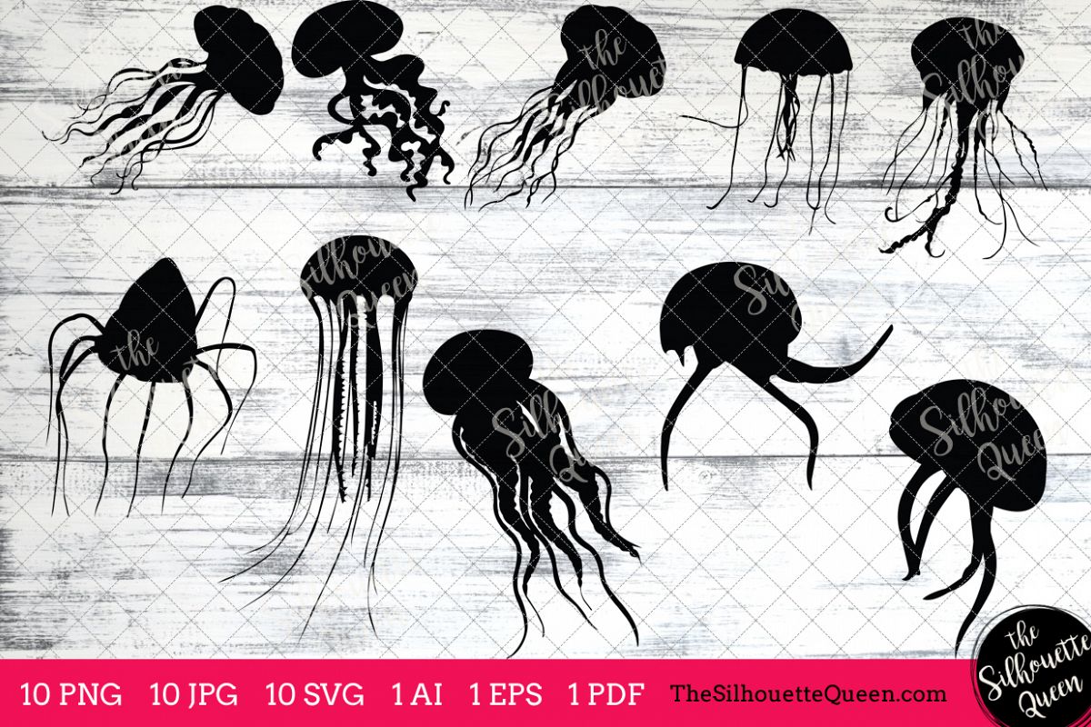 Jellyfish silhouette clipart.