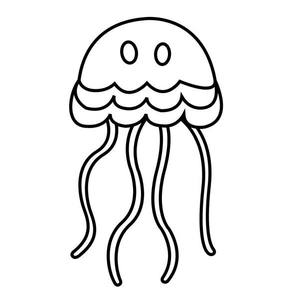 Simple cartoon jellyfish coloring page