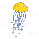 Yellow Jellyfish, with purple tentacles