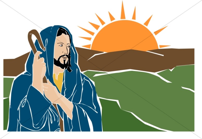 Jesus the Good Shepherd with Sunrise