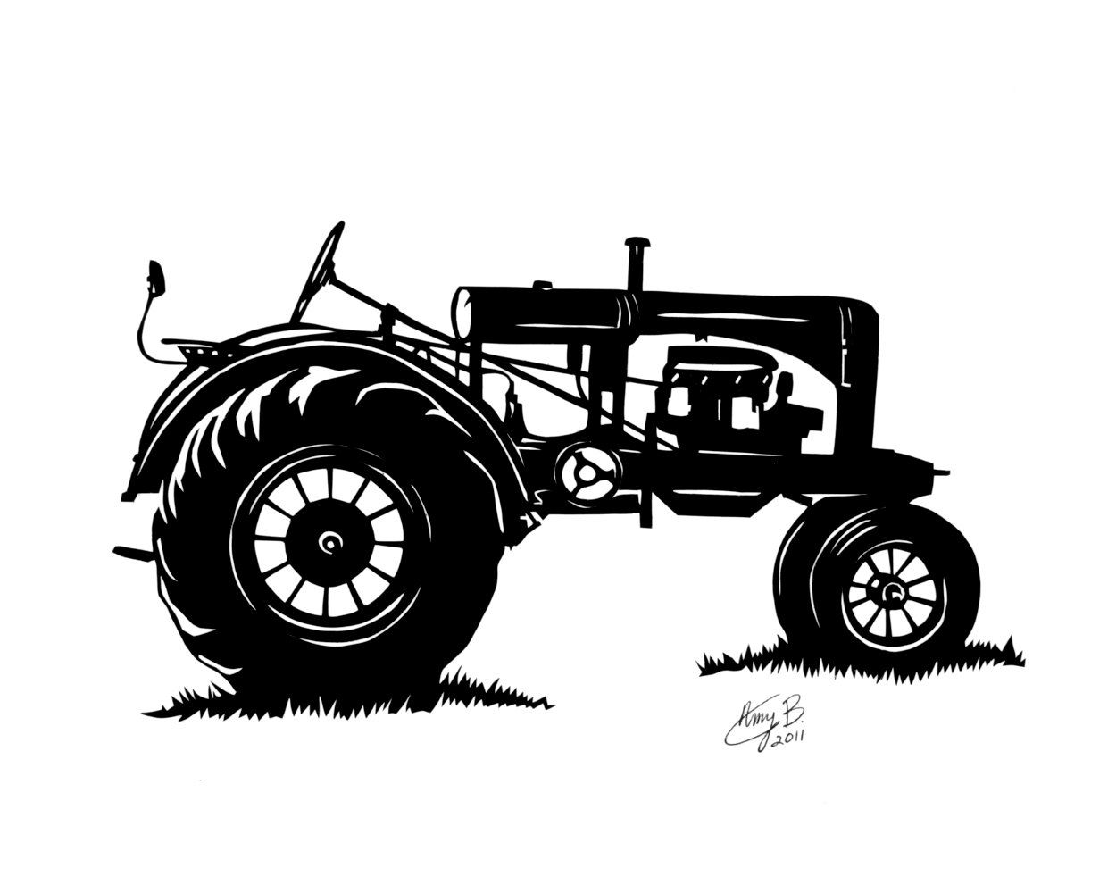 Tractor silhoutte papercutting.